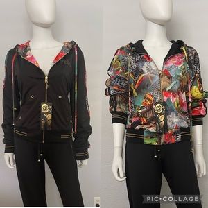 NWT WOMEN  REVERSIBLE TRACKSUIT 2pc SET JACKET/PANTS LOUGEWEAR DOUBLE-SIDED HOOD